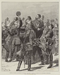 Return of Prince Alexander to Bulgaria, the Prince Carried in Triumph by His Officers at Rustchuk